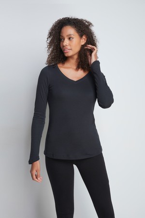 Long Sleeve V Neck Cotton Modal Blend T-shirt from Lavender Hill Clothing