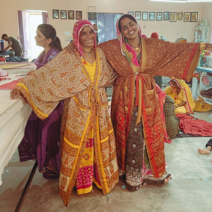 If Saris Could Talk Maxi Kimono- Peach Whisper from Loft & Daughter