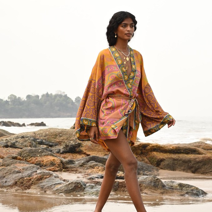 If Saris Could Talk Kimono- Indigo Overdye B from Loft & Daughter