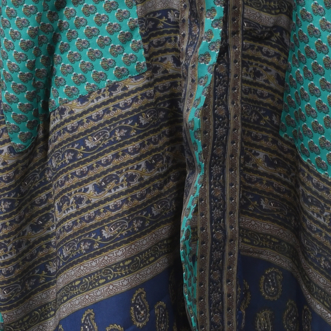 If Saris Could Talk Maxi Kimono- Peacock Paisley Border from Loft & Daughter