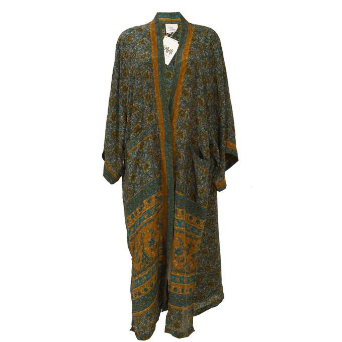 If Saris Could Talk Maxi Kimono- Bronze Garden from Loft & Daughter