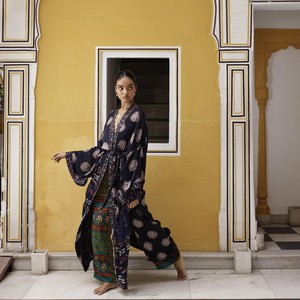 If Saris Could Talk Maxi Kimono- Midnight Mandala from Loft & Daughter