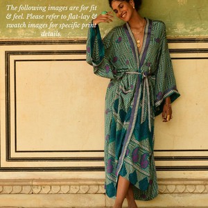 If Saris Could Talk Maxi Kimono- Indian Ocean from Loft & Daughter