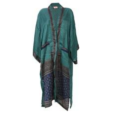If Saris Could Talk Maxi Kimono- Peacock Paisley Border via Loft & Daughter