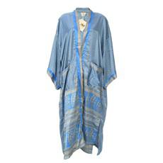 If Saris Could Talk Maxi Kimono- Cornflower Mist via Loft & Daughter