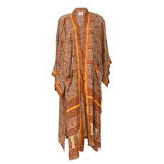 If Saris Could Talk Maxi Kimono- Golden Kalamkari via Loft & Daughter