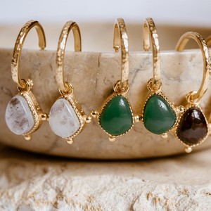 Soul Stone Hoops Green Onyx Silver from Loft & Daughter