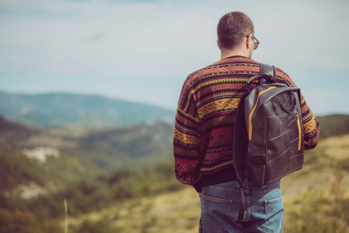 Upcycled inner tube Hackney Backpack from Lost in Samsara