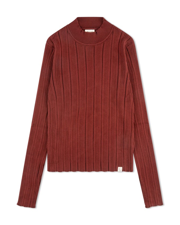 Ribbed Collared Longsleeve maroon from Matona