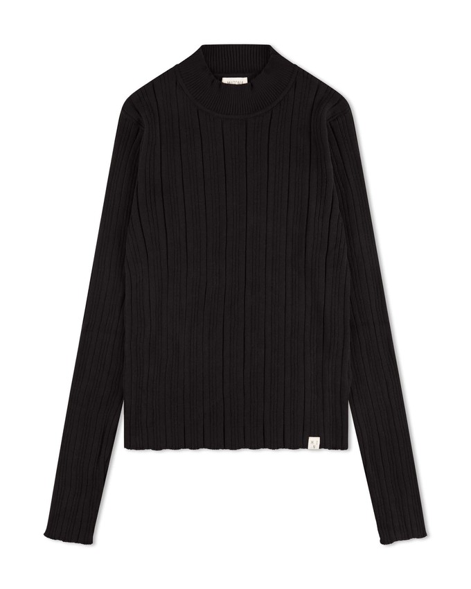 Ribbed Collared Longsleeve onyx from Matona