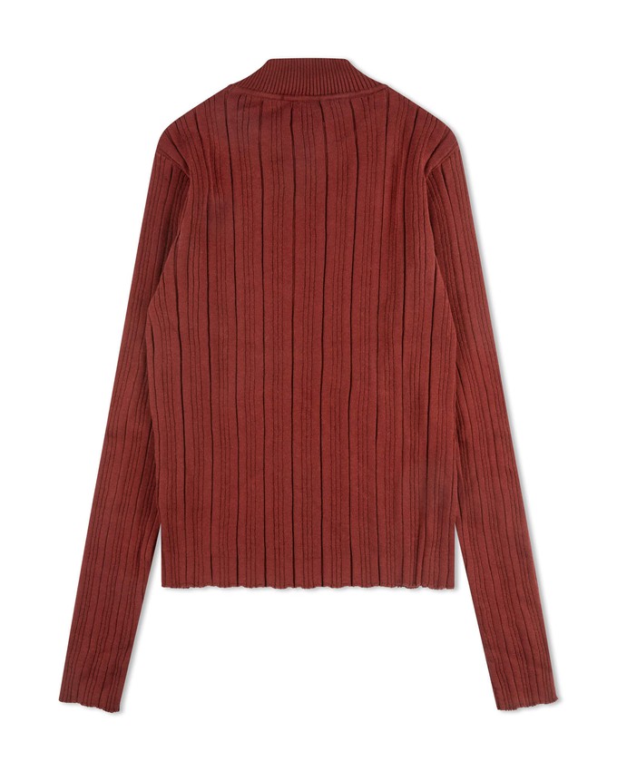 Ribbed Collared Longsleeve maroon from Matona