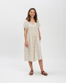 Linen Midi Dress blue net via Matona