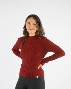 Ribbed Collared Longsleeve maroon via Matona