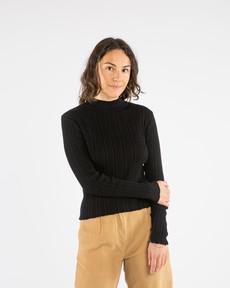 Ribbed Collared Longsleeve onyx via Matona