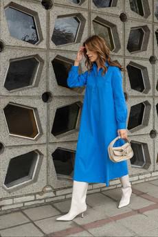 Polly Jean Dress Bright blue via Mon Col Anvers