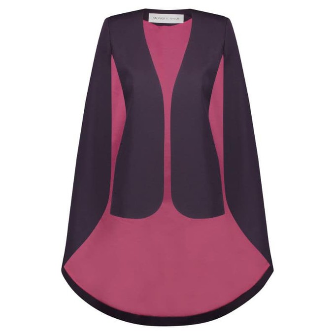 PURPLE GABARDINE CAPE JACKET from MONIQUE SINGH