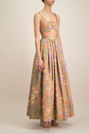 ETHEREAL FLORAL JACQUARD LONG EVENING SKIRT from MONIQUE SINGH