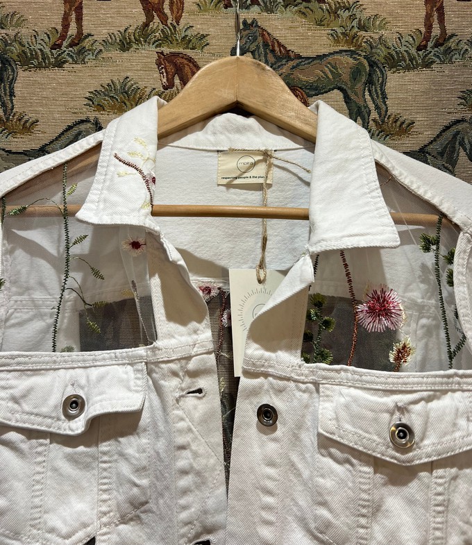 Upcycled White Denim Laced Jacket from MPIRA