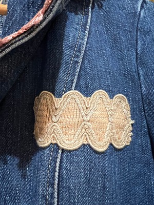 Upcycled Denim Blazer With Vintage Trims from MPIRA