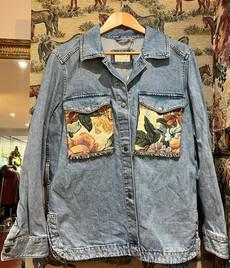 Upcycled Loose Denim Jacket With Tapestry via MPIRA