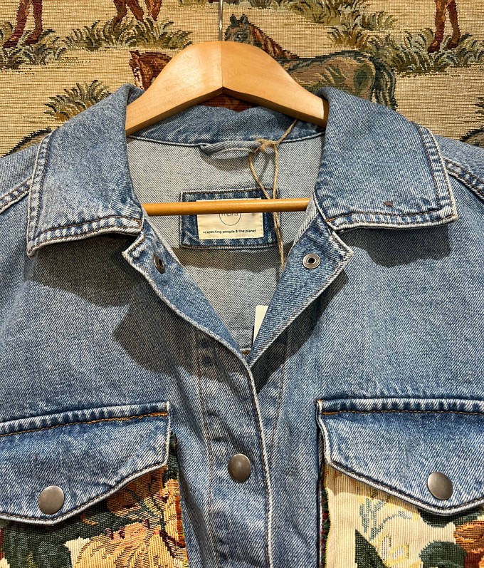 Upcycled Loose Denim Jacket With Tapestry from MPIRA