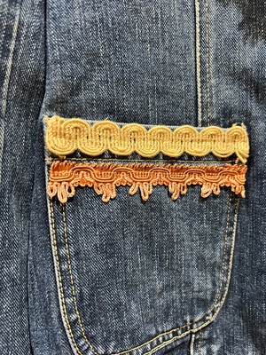 Upcycled Denim Blazer With Vintage Trims from MPIRA