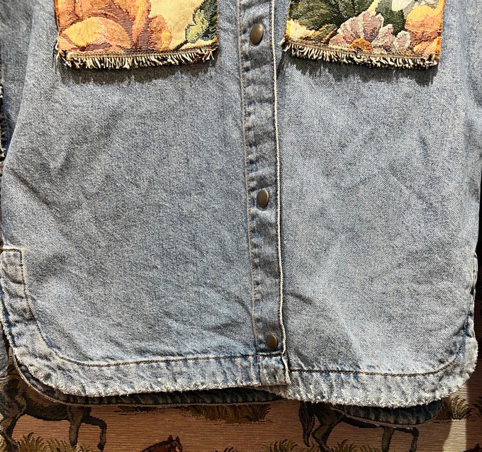 Upcycled Loose Denim Jacket With Tapestry from MPIRA