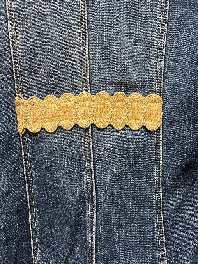 Upcycled Denim Blazer With Vintage Trims from MPIRA
