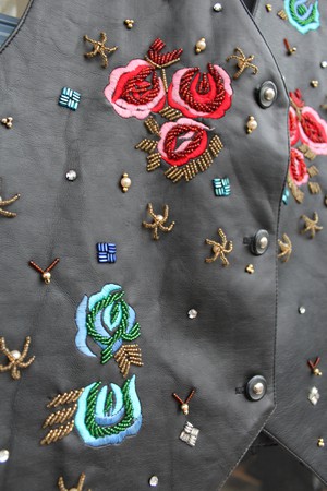 Upcycled Embroidered & Embellished Leather Waistcoat from MPIRA