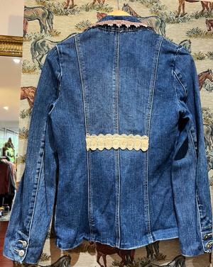 Upcycled Denim Blazer With Vintage Trims from MPIRA