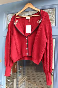 Upcycled Vintage Wool Puff Sleeve Cardigan knitwear via MPIRA