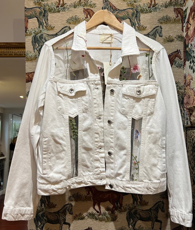 Upcycled White Denim Laced Jacket from MPIRA