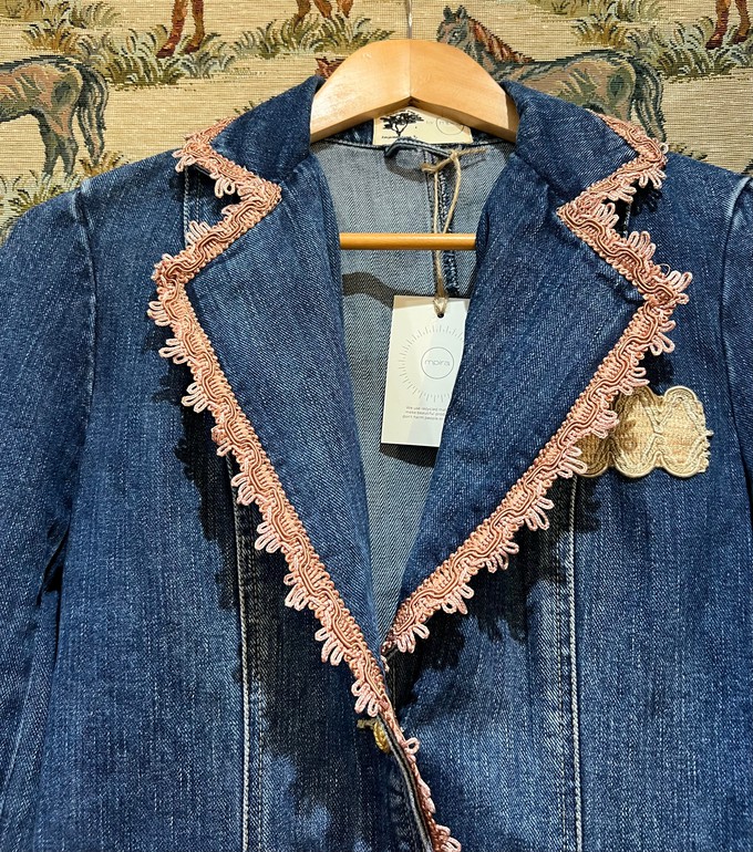 Upcycled Denim Blazer With Vintage Trims from MPIRA