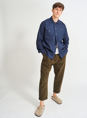 Regenerative Cotton Navy Double Pocket Shirt from Neem London