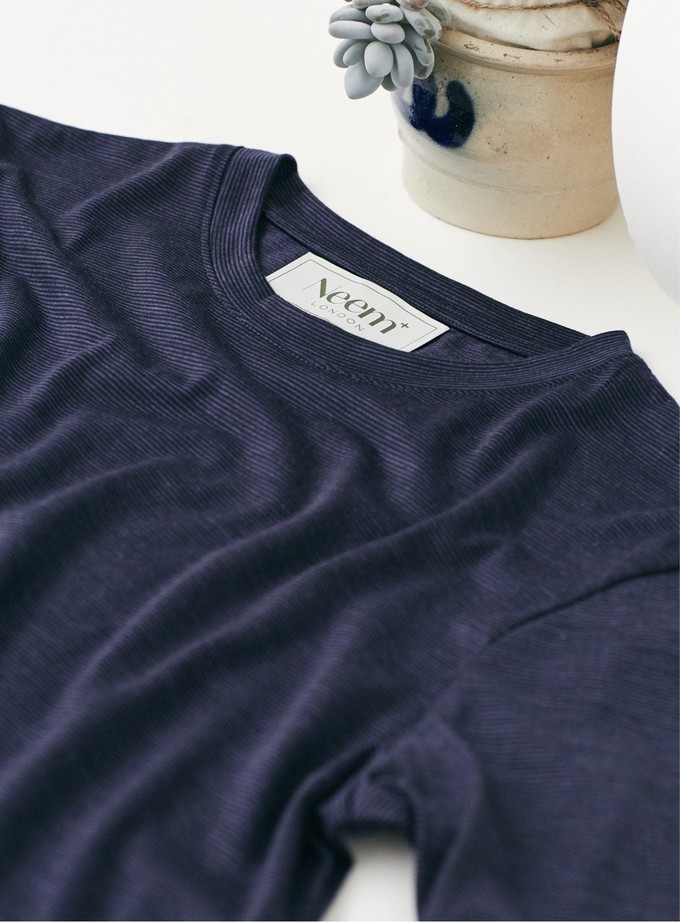 ZQ Merino Navy Stripe Super 120s T-Shirt from Neem London