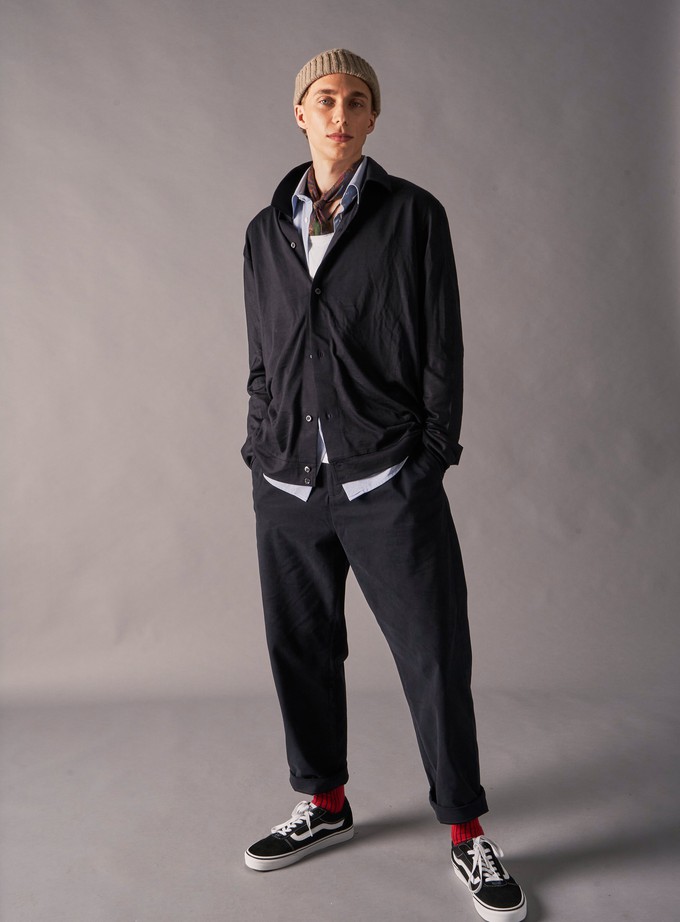 ZQ Merino Super 120s Wool Navy Jersey Shirt from Neem London