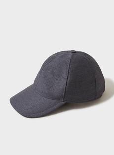 Wool/Cotton Upcycled Flannel Anthracite Baseball Cap via Neem London