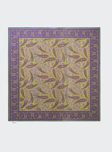 Biodegradable Italian Tencel Purple and Gold Paisley Flamboyant Scarf via Neem London