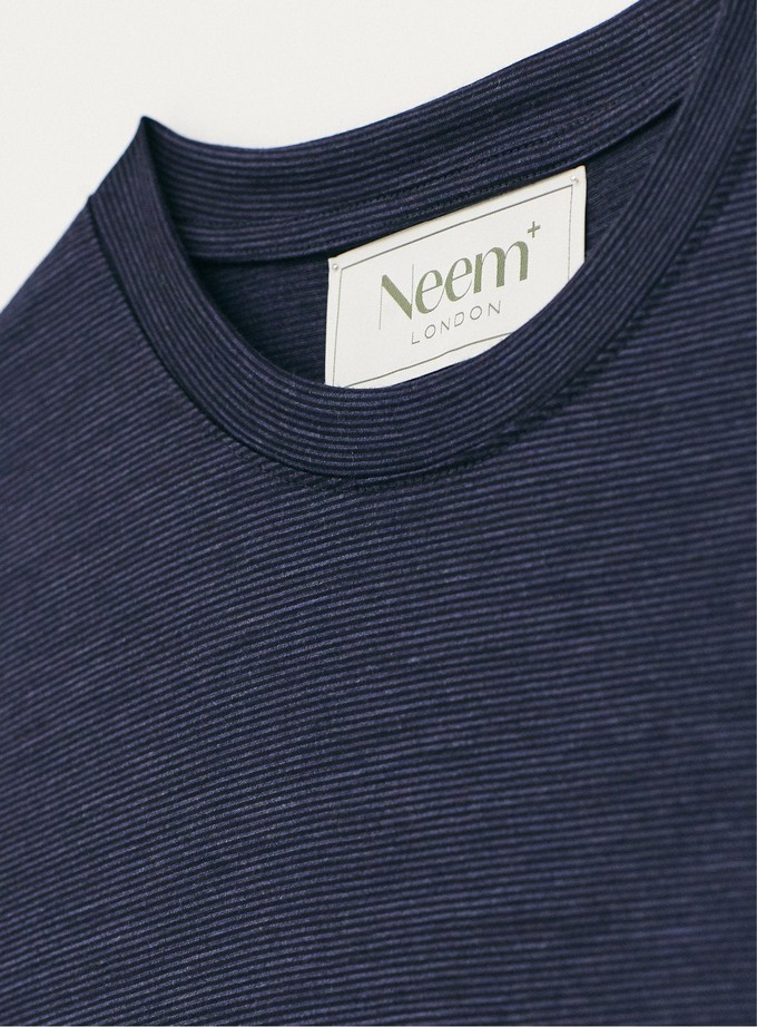 ZQ Merino Navy Stripe Super 120s T-Shirt from Neem London