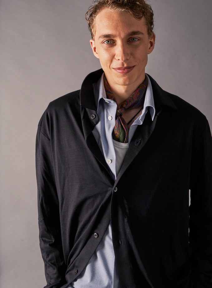 ZQ Merino Super 120s Wool Navy Jersey Shirt from Neem London