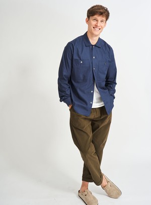 Regenerative Cotton Navy Double Pocket Shirt from Neem London