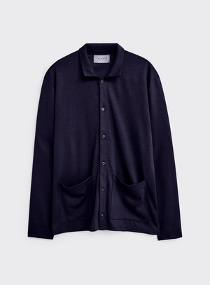 ZQ Merino 120s Neem Navy Jersey Cardigan from Neem London