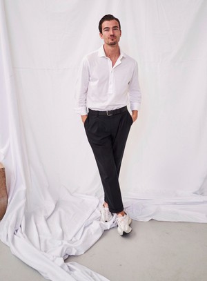 Recycled Italian White Popover Cut Away Shirt from Neem London