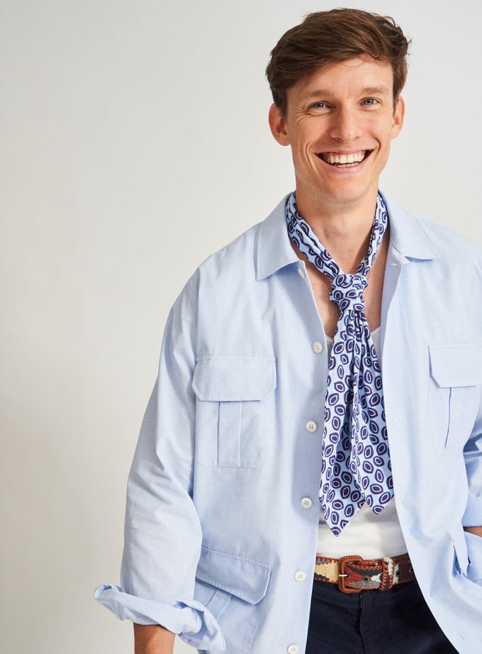 Geometric Blue Modern Cravat from Neem London