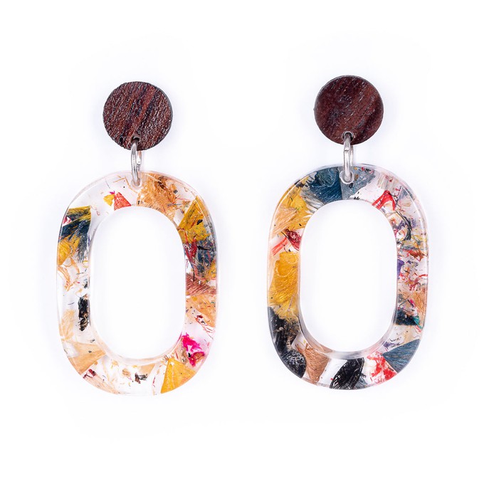 Opal Statement Recycled Skateboard & Resin Earrings from Paguro Upcycle