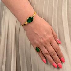 Tena Recycled Glass & Brass Adjustable Bangle via Paguro Upcycle