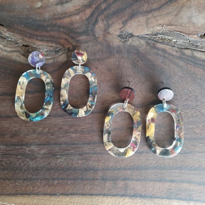 Opal Statement Recycled Skateboard & Resin Earrings from Paguro Upcycle
