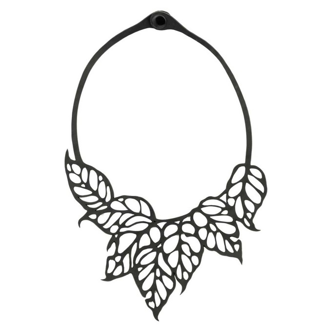 Monstera Leaf Upcycled Inner Tube Statement Necklace from Paguro Upcycle