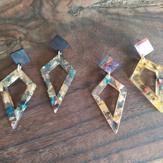 Trixie Statement Recycled Skateboard & Resin Earrings from Paguro Upcycle