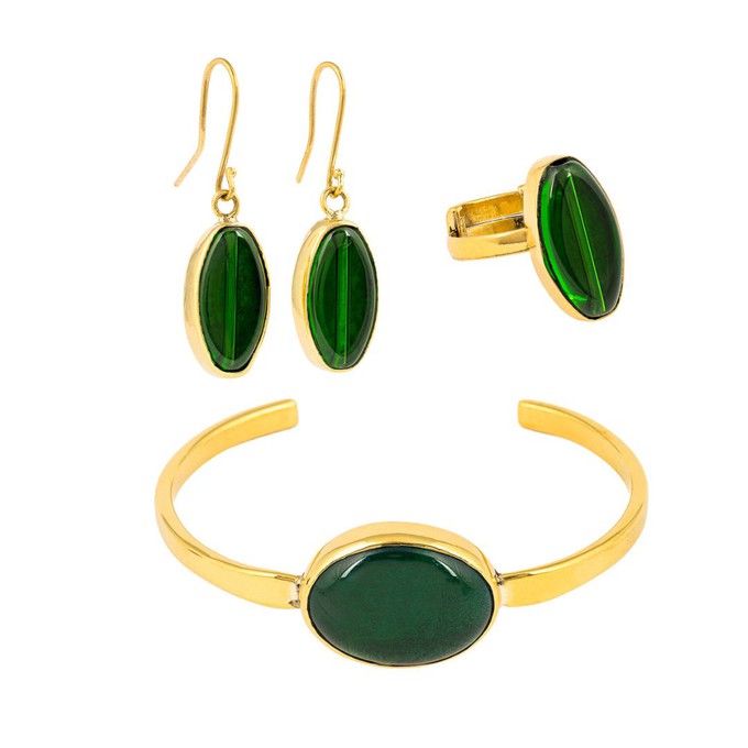 Tena Recycled Brass & Glass Adjustable Ring from Paguro Upcycle